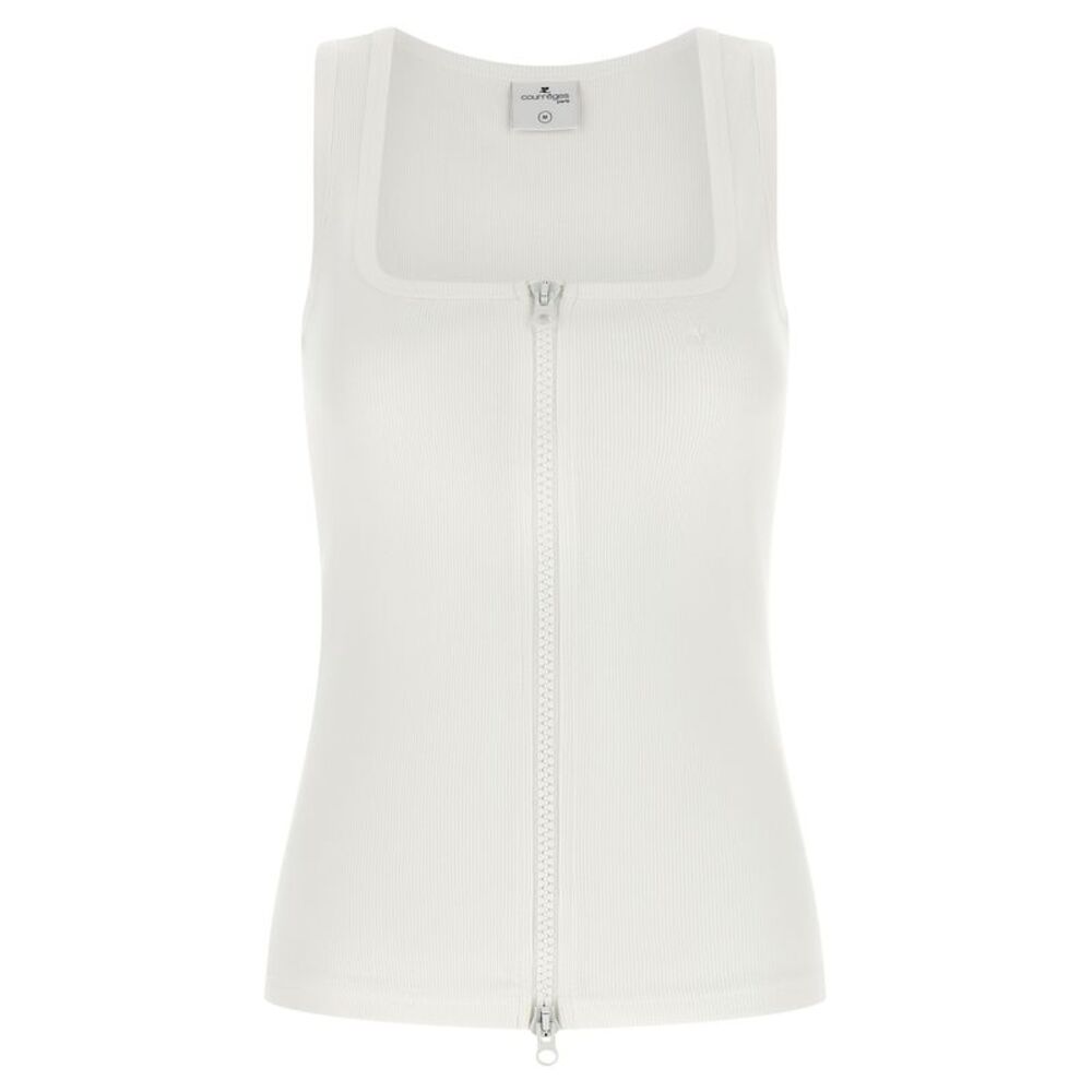 Courrèges White Cotton Sleeveles Women's T-Shirt